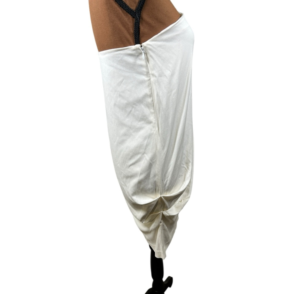 Laila Azhar Ivory One Shoulder Gathered Side Drape Dress 6 - Picture 6 of 9